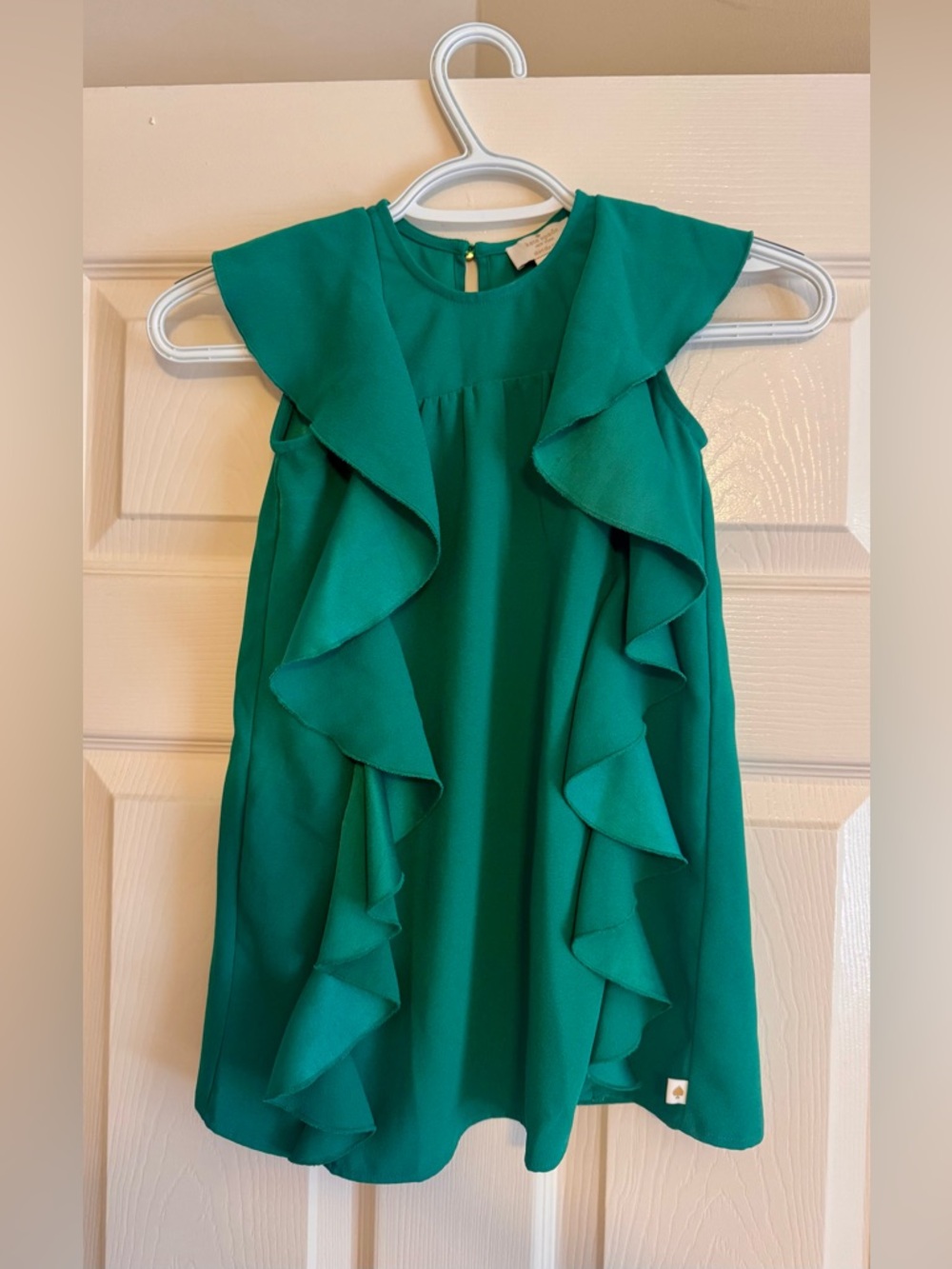 Kate Spade Emerald Green Ruffle Front blouse Brand New